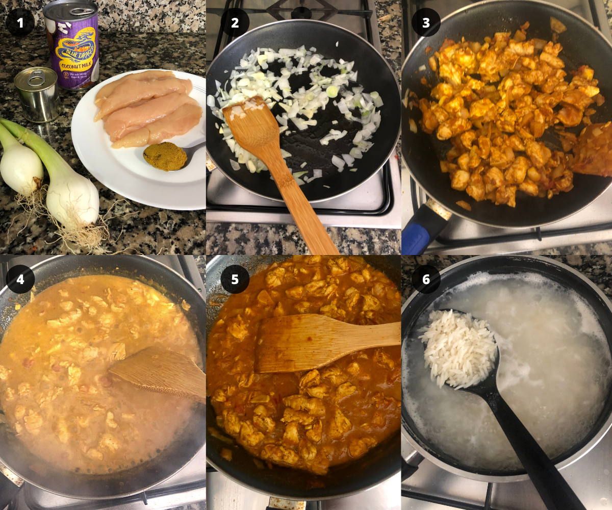 pasos cocinar pollo al curry
